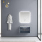 Lexora Geneva 30" Dark Grey Single Vanity, White Carrara Marble Top, White Square Sink and 30" LED Mirror w/ Faucet LG192230DBDSLM30F