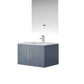 Lexora Geneva 30" Dark Grey Single Vanity, White Carrara Marble Top, White Square Sink and 30" LED Mirror w/ Faucet LG192230DBDSLM30F