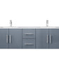Lexora Geneva 60" Dark Grey Double Vanity, White Carrara Marble Top, White Square Sinks and 60" LED Mirror LG192260DBDSLM60