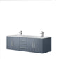 Lexora Geneva 60" Dark Grey Double Vanity, White Carrara Marble Top, White Square Sinks and 60" LED Mirror LG192260DBDSLM60