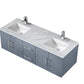 Lexora Geneva 60" Dark Grey Double Vanity, White Carrara Marble Top, White Square Sinks and 60" LED Mirror LG192260DBDSLM60