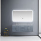Lexora Geneva 60" Dark Grey Double Vanity, White Carrara Marble Top, White Square Sinks and 60" LED Mirror LG192260DBDSLM60