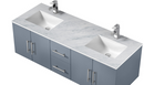 Lexora Geneva 60" Dark Grey Double Vanity, White Carrara Marble Top, White Square Sinks and no Mirror LG192260DBDS000