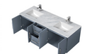 Lexora Geneva 60" Dark Grey Double Vanity, White Carrara Marble Top, White Square Sinks and no Mirror LG192260DBDS000