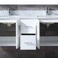 Lexora Geneva 60" Glossy White Double Vanity, White Carrara Marble Top, White Square Sinks and 60" LED Mirror LG192260DMDSLM60