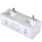 Lexora Geneva 60" Glossy White Double Vanity, White Carrara Marble Top, White Square Sinks and no Mirror LG192260DMDS000