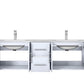 Lexora Geneva 60" Glossy White Double Vanity, White Carrara Marble Top, White Square Sinks and no Mirror LG192260DMDS000
