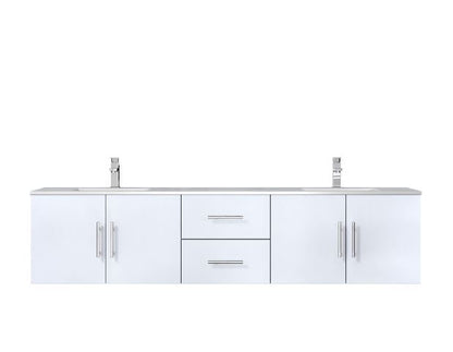 Lexora Geneva 80" Glossy White Double Vanity, White Carrara Marble Top, White Square Sinks and no Mirror LG192280DMDS000