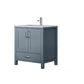 Lexora Jacques 30" Dark Grey Single Vanity, White Carrara Marble Top, White Square Sink and No Mirror LJ342230SBDS000