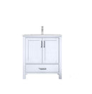 Lexora Jacques 30" White Single Vanity, White Carrara Marble Top, White Square Sink and no Mirror LJ342230SADS000