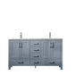 Lexora Jacques 60" Dark Grey Double Vanity, White Carrara Marble Top, White Square Sinks and no Mirror LJ342260DBDS000