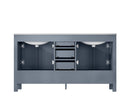Lexora Jacques 60" Dark Grey Double Vanity, White Carrara Marble Top, White Square Sinks and no Mirror LJ342260DBDS000