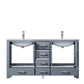 Lexora Jacques 60" Dark Grey Double Vanity, White Carrara Marble Top, White Square Sinks and no Mirror LJ342260DBDS000