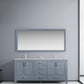 LexoraJacques 72" Dark Grey Double Vanity, White Carrara Marble Top, White Square Sinks and 70" Mirror LJ342272DBDSM70