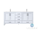 Lexora Jacques 72" White Double Vanity, White Carrara Marble Top, White Square Sinks and no Mirror LJ342272DADS000