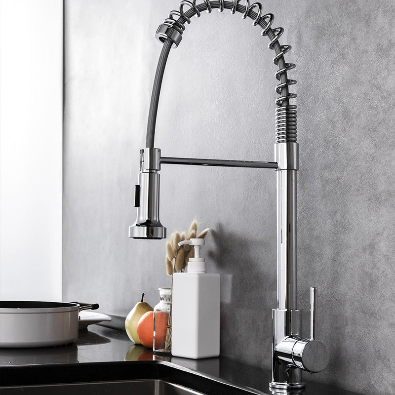 Lexora Lanuvio Brass Kitchen Faucet w/ Pull Out Sprayer - Chrome LKFS6011CH