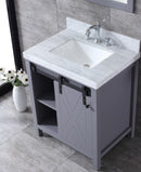 Lexora Marsyas 30" Dark Grey Single Vanity, White Carrara Marble Top, White Square Sink and no Mirror LM342230SBBS000