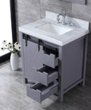 Lexora Marsyas 30" Dark Grey Single Vanity, White Carrara Marble Top, White Square Sink and no Mirror LM342230SBBS000
