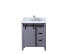 Lexora Marsyas 30" Dark Grey Single Vanity, White Carrara Marble Top, White Square Sink and no Mirror LM342230SBBS000