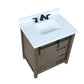 Lexora Marsyas 30" Rustic Brown Single Vanity, White Quartz Top, White Square Sink and no Mirror LM342230SKCS000