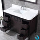 Lexora Marsyas 48" Brown Single Vanity, White Quartz Top, White Square Sink and no Mirror LM342248SCCS000