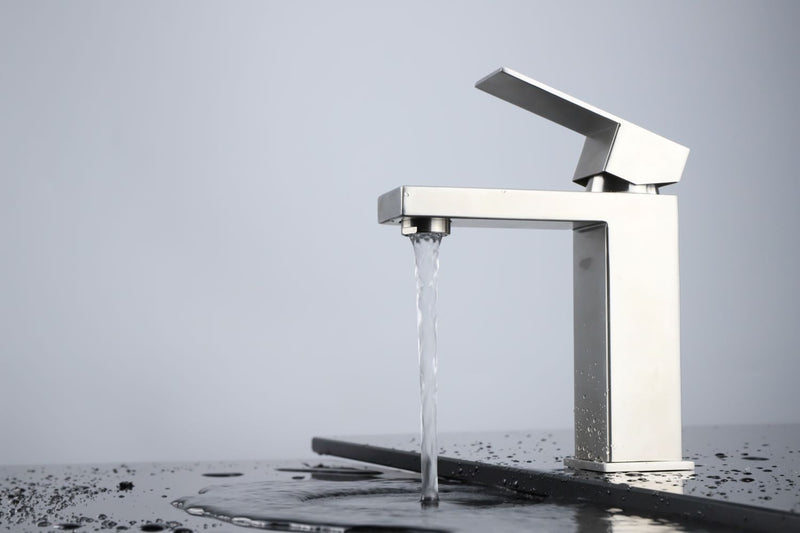Lexora Monte Stainless Steel Single Hole Bathroom Faucet - Satin Nickel LFS1012SN