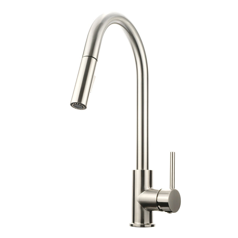 Lexora Olivi Brass Kitchen Faucet w/ Pull Out Sprayer - Brushed Nickel LKFS8011BN