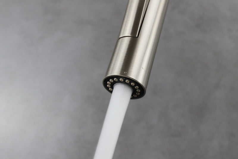 Lexora Olivi Brass Kitchen Faucet w/ Pull Out Sprayer - Brushed Nickel LKFS8011BN