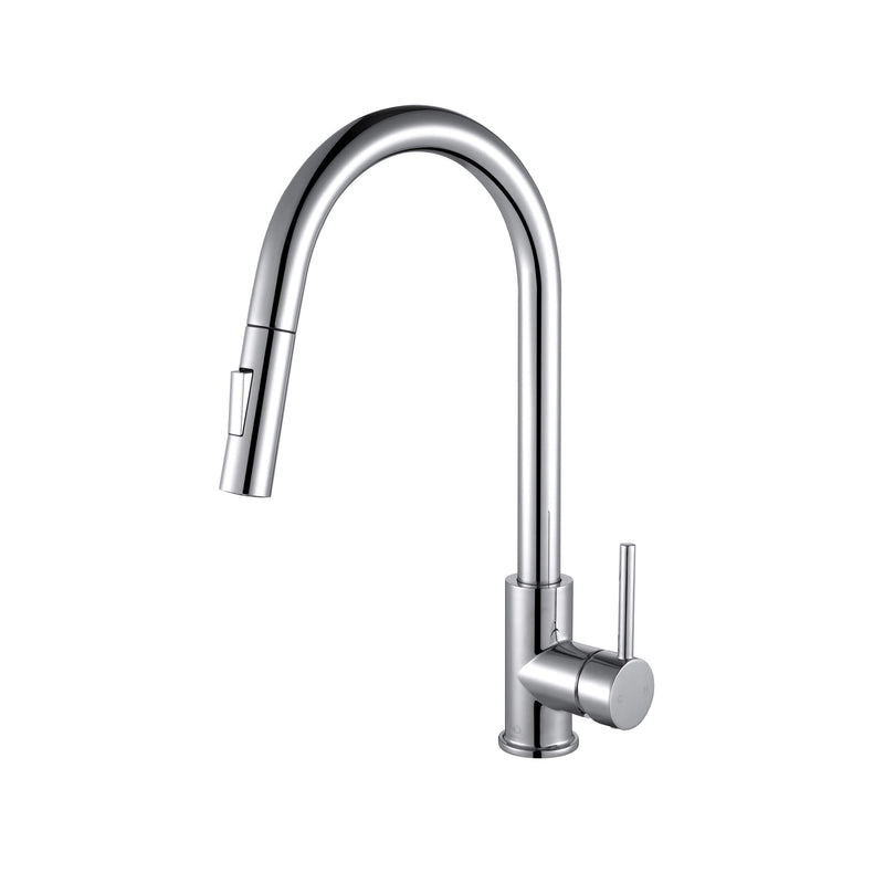 Lexora Olivi Brass Kitchen Faucet w/ Pull Out Sprayer - Chrome LKFS8011CH