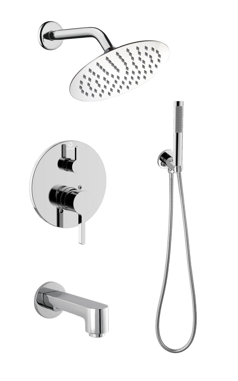 Lexora Salamonio Set, 8" Round Rain Shower and Handheld, Chrome LSS11011CH