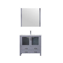 Lexora Volez 36" Dark Grey Single Vanity, Integrated Top, White Integrated Square Sink and 34" Mirror LV341836SBESM34
