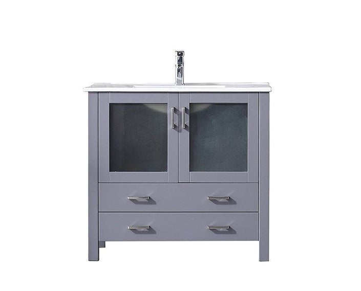 Lexora Volez 36" Dark Grey Single Vanity, Integrated Top, White Integrated Square Sink and no Mirror LV341836SBES000