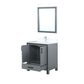 Lexora Ziva 30" Dark Grey Single Vanity, Cultured Marble Top, White Square Sink and 28" Mirror LZV352230SBJSM28