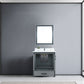 Lexora Ziva 30" Dark Grey Single Vanity, Cultured Marble Top, White Square Sink and 28" Mirror LZV352230SBJSM28
