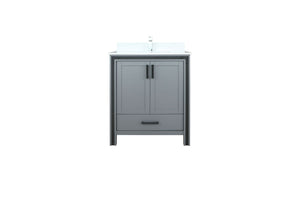 Lexora Ziva 30" Dark Grey Single Vanity, Cultured Marble Top, White Square Sink and no Mirror LZV352230SBJS000