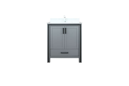 Lexora Ziva 30" Dark Grey Single Vanity, Cultured Marble Top, White Square Sink and no Mirror LZV352230SBJS000