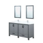 Lexora Ziva 60" Dark Grey Double Vanity, Cultured Marble Top, White Square Sink and 22" Mirrors LZV352260SBJSM22