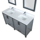 Lexora Ziva 60" Dark Grey Double Vanity, Cultured Marble Top, White Square Sink and 22" Mirrors LZV352260SBJSM22