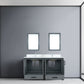 Lexora Ziva 60" Dark Grey Double Vanity, Cultured Marble Top, White Square Sink and 22" Mirrors LZV352260SBJSM22