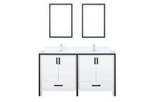 Lexora Ziva 60" White Double Vanity, Cultured Marble Top, White Square Sink and 22" Mirrors LZV352260SAJSM22