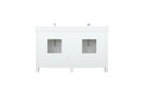 Lexora Ziva 60" White Double Vanity, Cultured Marble Top, White Square Sink and no Mirror LZV352260SAJS000