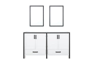 Lexora Ziva 60" White Double Vanity, no Top and 22" Mirrors LZV352260SA00M22