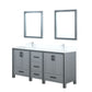 Lexora Ziva 72" Dark Grey Double Vanity, Cultured Marble Top, White Square Sink and 30" Mirrors LZV352272SBJSM30