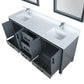 Lexora Ziva 72" Dark Grey Double Vanity, Cultured Marble Top, White Square Sink and 30" Mirrors LZV352272SBJSM30