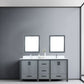Lexora Ziva 72" Dark Grey Double Vanity, Cultured Marble Top, White Square Sink and 30" Mirrors LZV352272SBJSM30