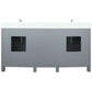 Lexora Ziva 72" Dark Grey Double Vanity, Cultured Marble Top, White Square Sink and no Mirror LZV352272SBJS000