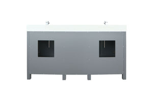 Lexora Ziva 72" Dark Grey Double Vanity, Cultured Marble Top, White Square Sink and no Mirror LZV352272SBJS000