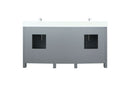 Lexora Ziva 72" Dark Grey Double Vanity, Cultured Marble Top, White Square Sink and no Mirror LZV352272SBJS000