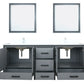 Lexora Ziva 80" Dark Grey Double Vanity, Cultured Marble Top, White Square Sink and 30" Mirrors LZV352280SBJSM30