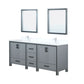 Lexora Ziva 80" Dark Grey Double Vanity, Cultured Marble Top, White Square Sink and 30" Mirrors LZV352280SBJSM30